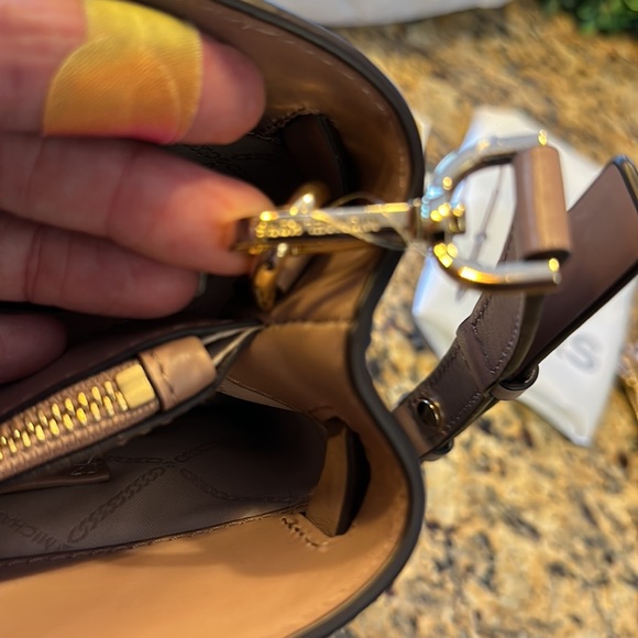 Michael Kors ❤️ Gramercy Large Satchel Handbag - Brown/soft pink/fawn NWT - Picture 10 of 12